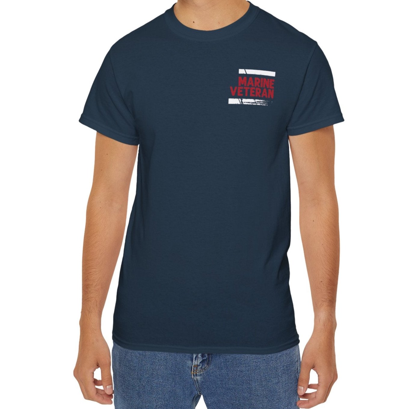 Marine Veteran, Defender of Freedom, Front and Back Design, Cotton/Polyester T-Shirt