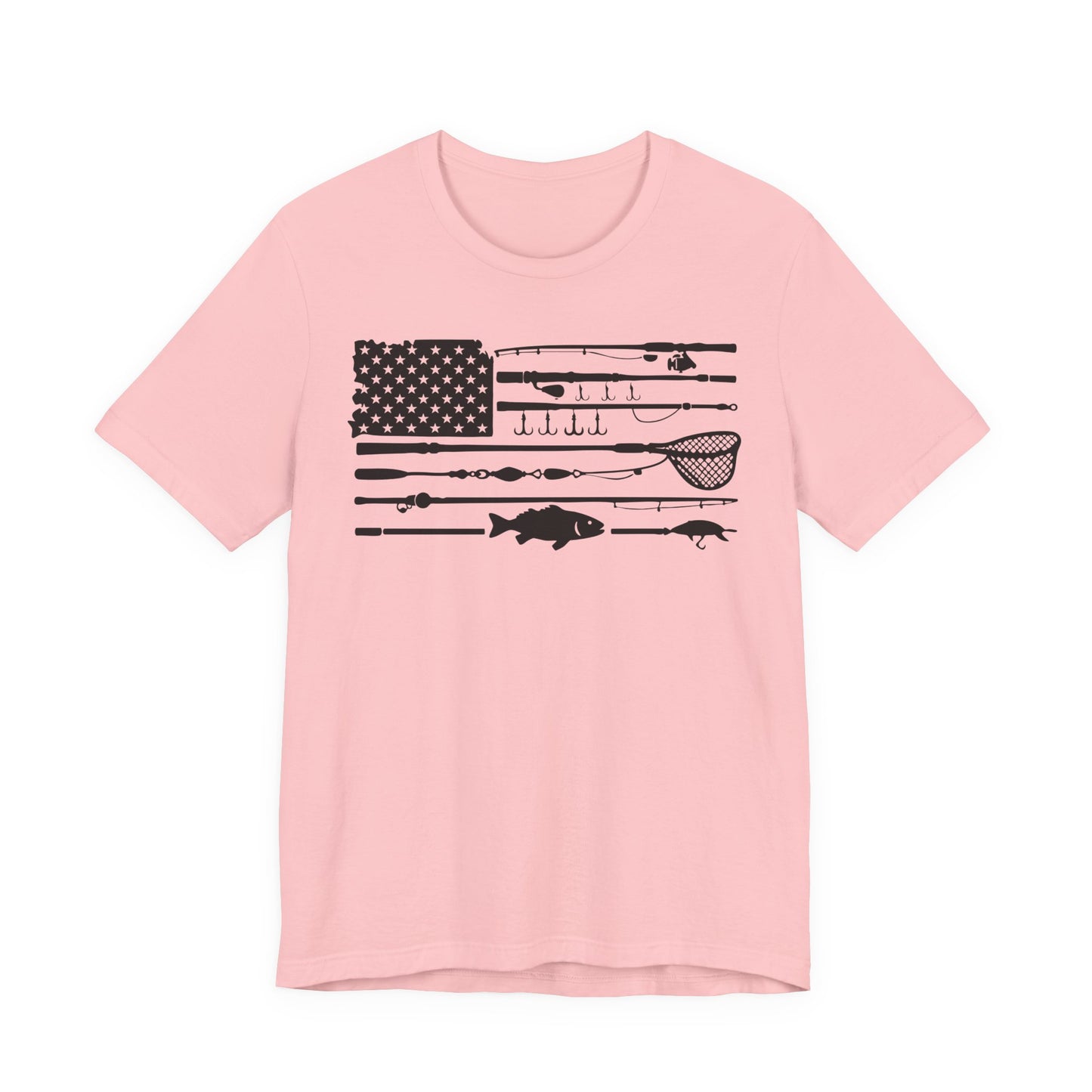 Fishing Gear American Flag T‑Shirt — Angler Rods & Lures Patriotic Tee