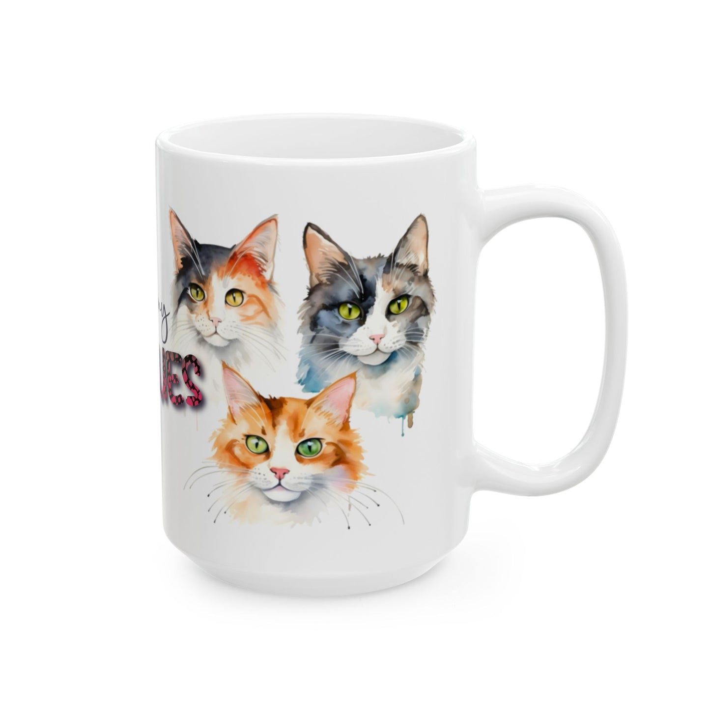 Cat Rescue Coffee Mug — "Love My Rescues" Ceramic Coffee Mug (11oz & 15oz)