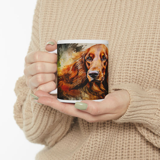 Irish Setter Ceramic Mug — Watercolor Portrait, Irish Setter Coffee Cup (11oz & 15oz)