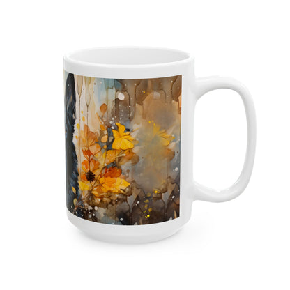 Black German Shepherd Ceramic Mug — Dog Lover Coffee Cup (11oz/15oz)