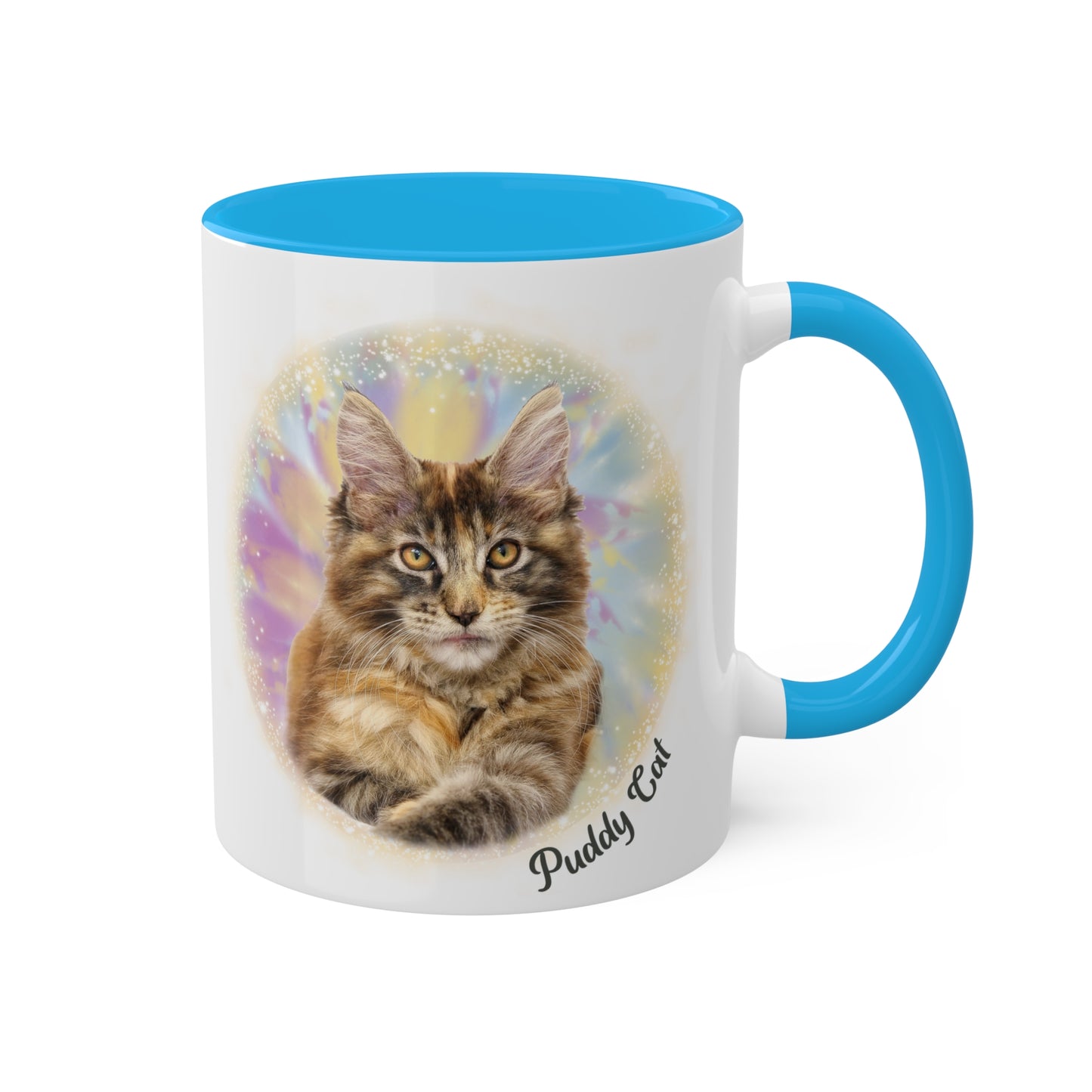 Pastel Tie Dye Pet Photo and Name Mug