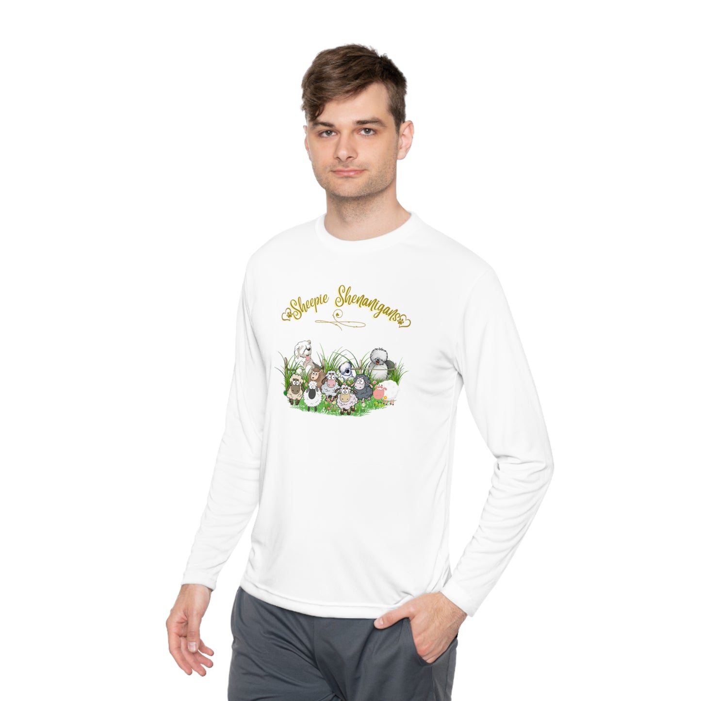 Sheepie Shenanigan Long Sleeve Top, Old English Sheepdog