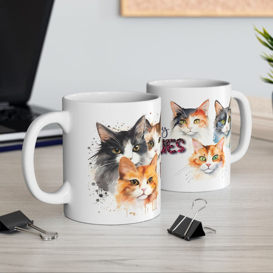 Cat Rescue Coffee Mug — "Love My Rescues" Ceramic Coffee Mug (11oz & 15oz)