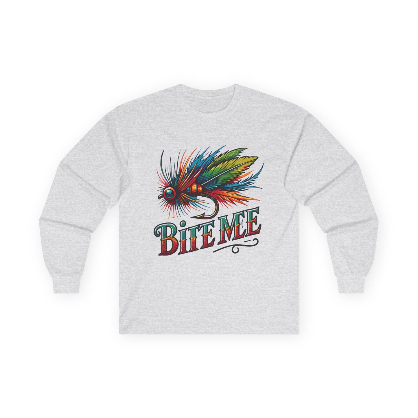 Colorful & Humorous "Bite Me" Lure Tee – Reel in the Laughs!