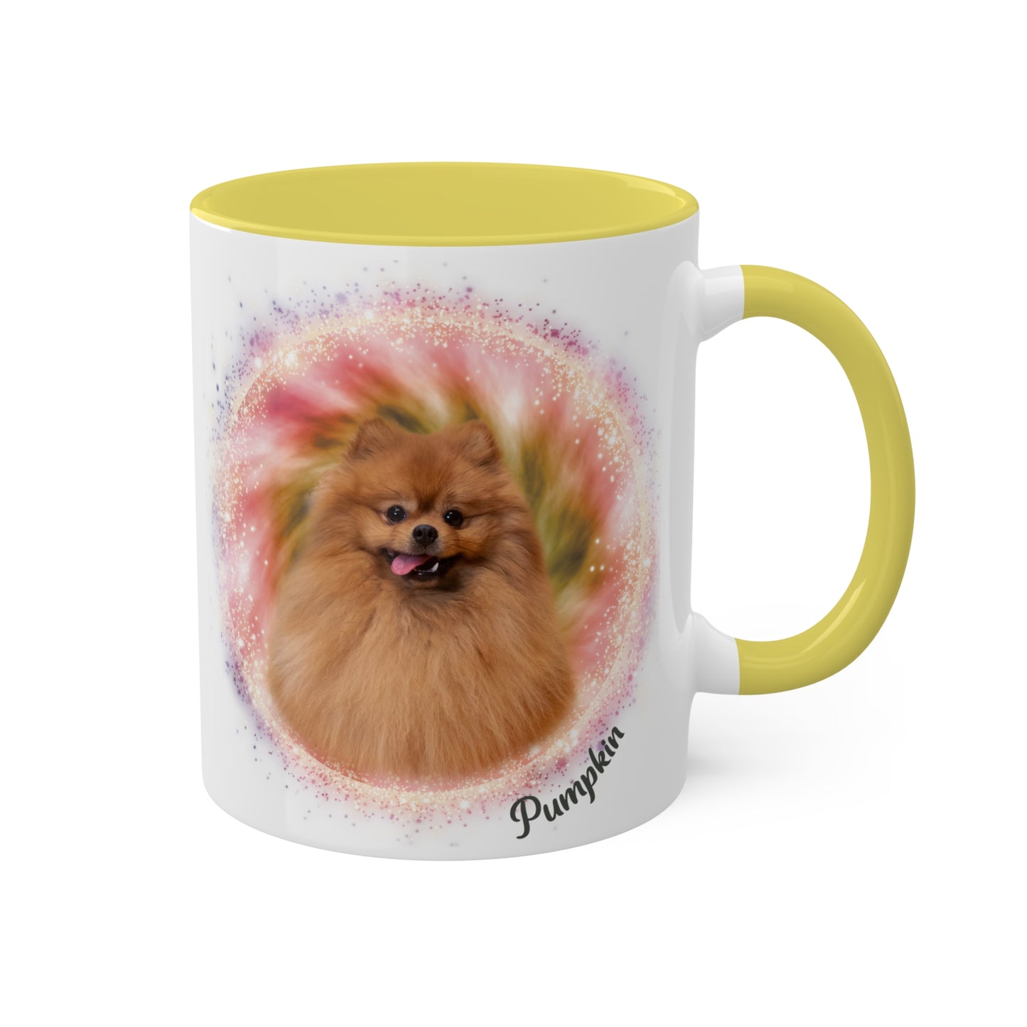 Warm Swirl Tie Dye Pet Photo and Name Mug