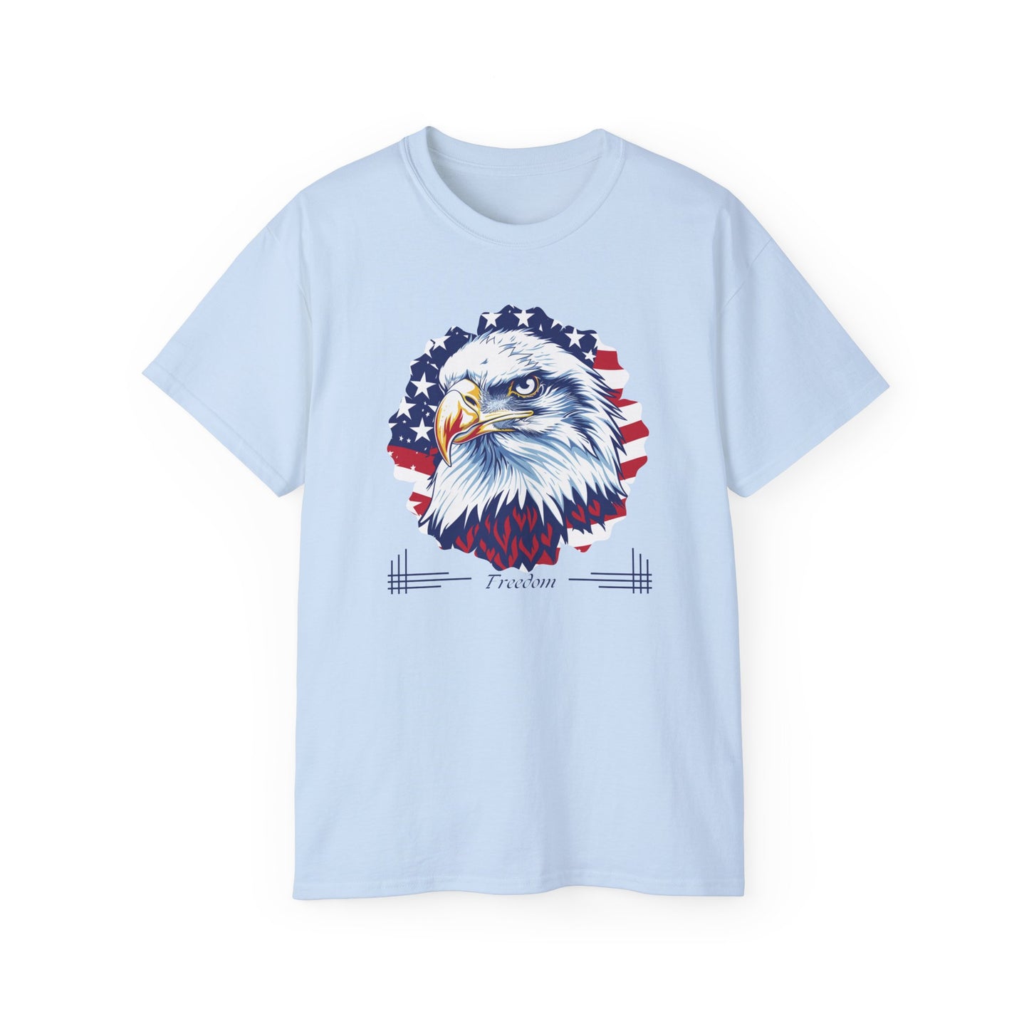 Freedom, Bald Eagle and American Flag, Cotton T-Shirt