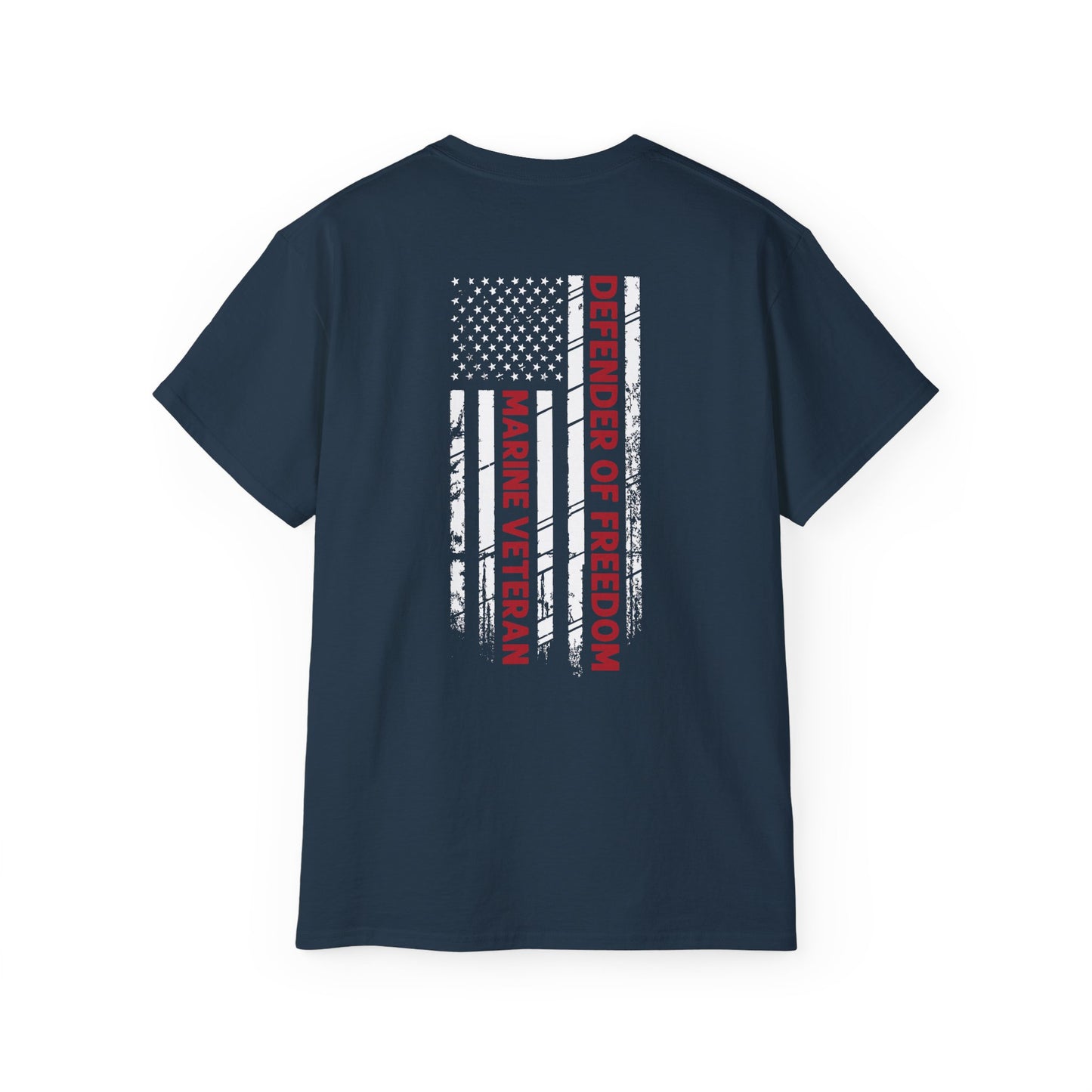 Marine Veteran, Defender of Freedom, Front and Back Design, Cotton/Polyester T-Shirt