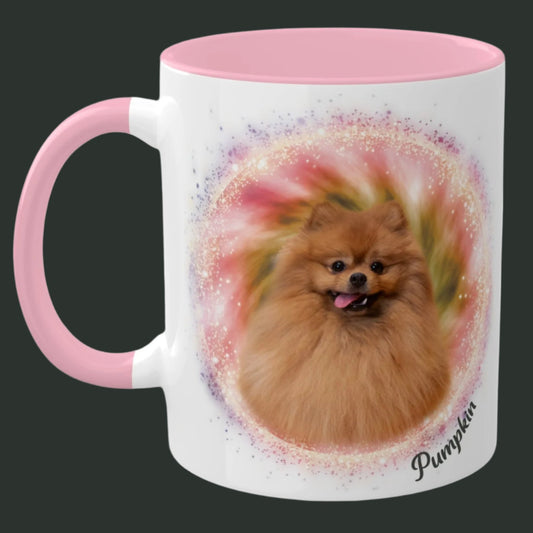 Warm Swirl Tie Dye Pet Photo and Name Mug