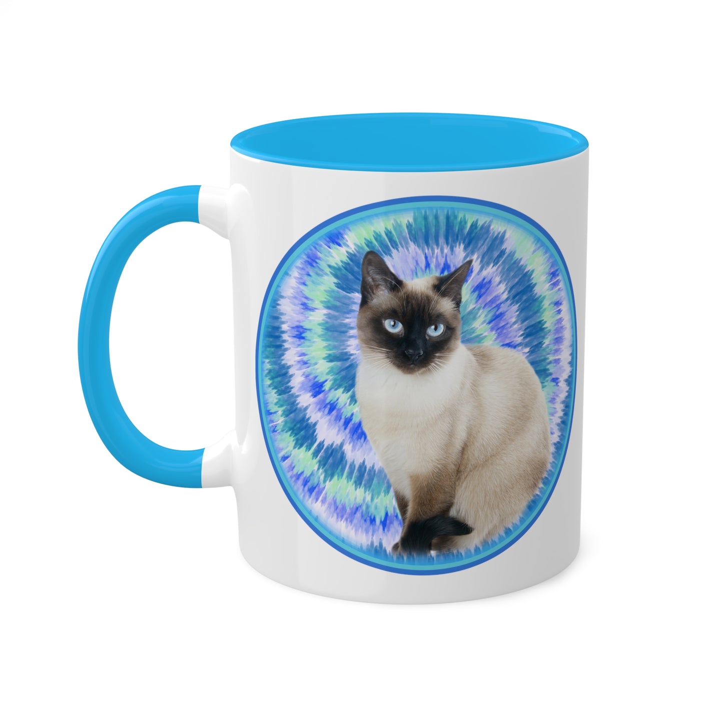 Customized Pet Photo Coffee Mug, Blue Swirl Tie Dye, 11oz