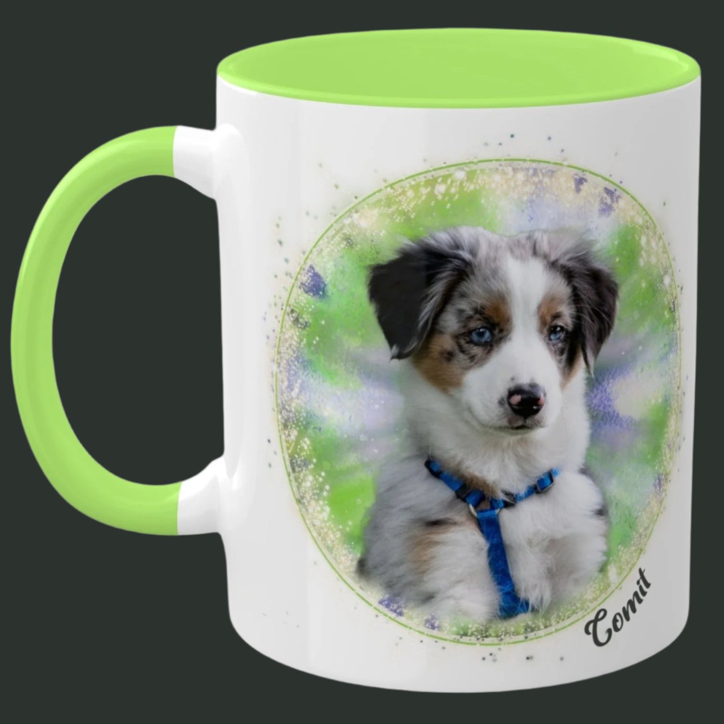 Lime Green Tie Dye Pet Photo and Name Name, 11oz