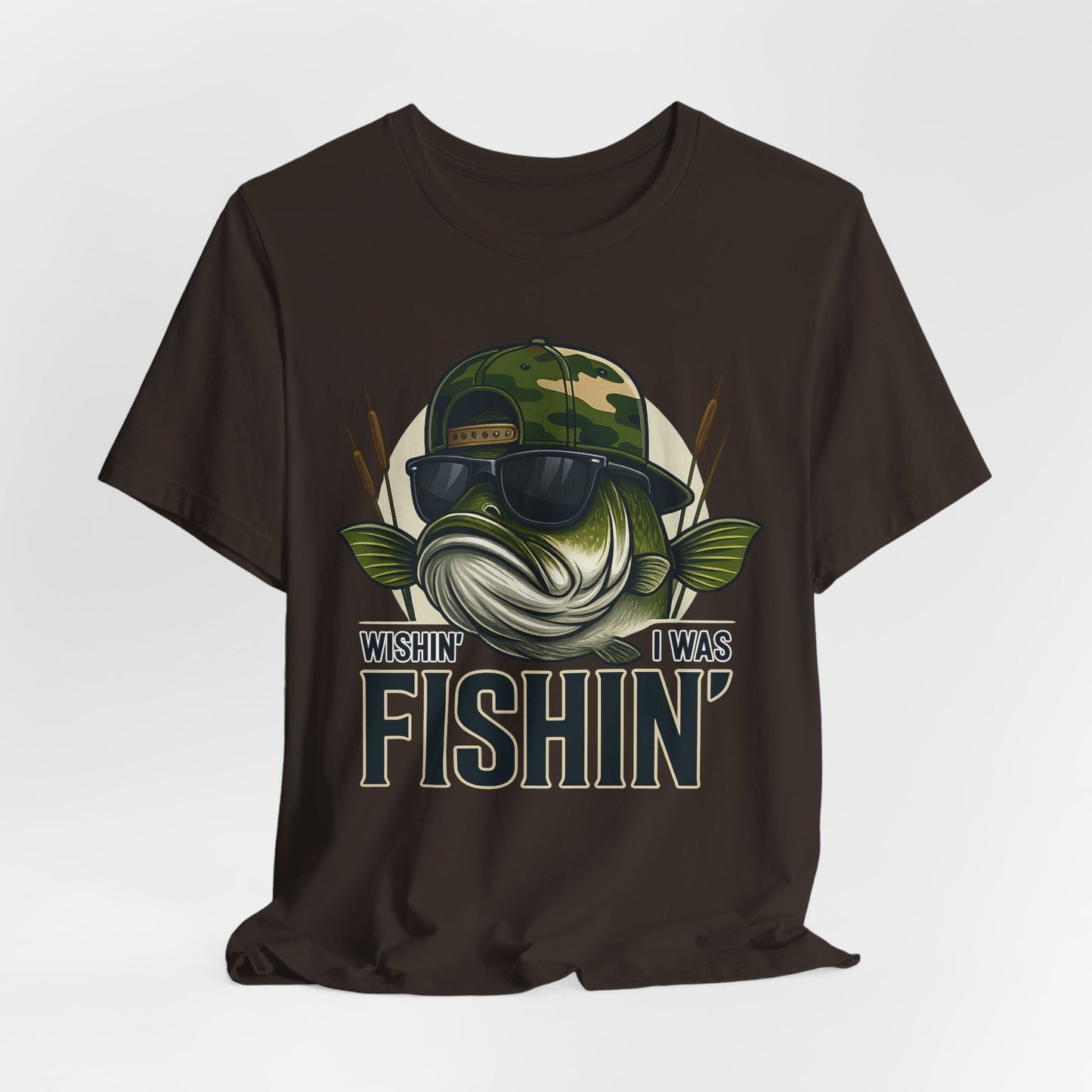Wishin' I Was Fishin' T-Shirt — Funny Bass Fishing Tee for Anglers