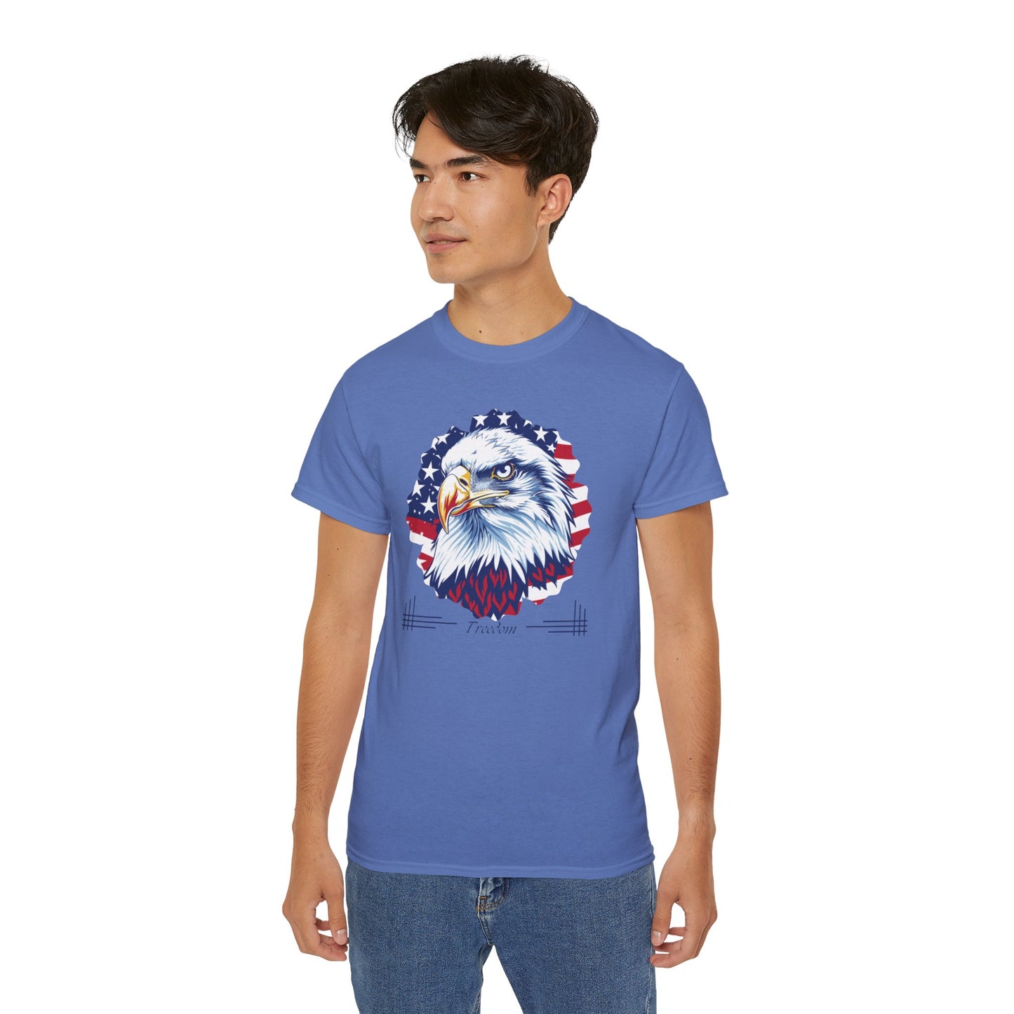 Freedom, Bald Eagle and American Flag, Cotton T-Shirt