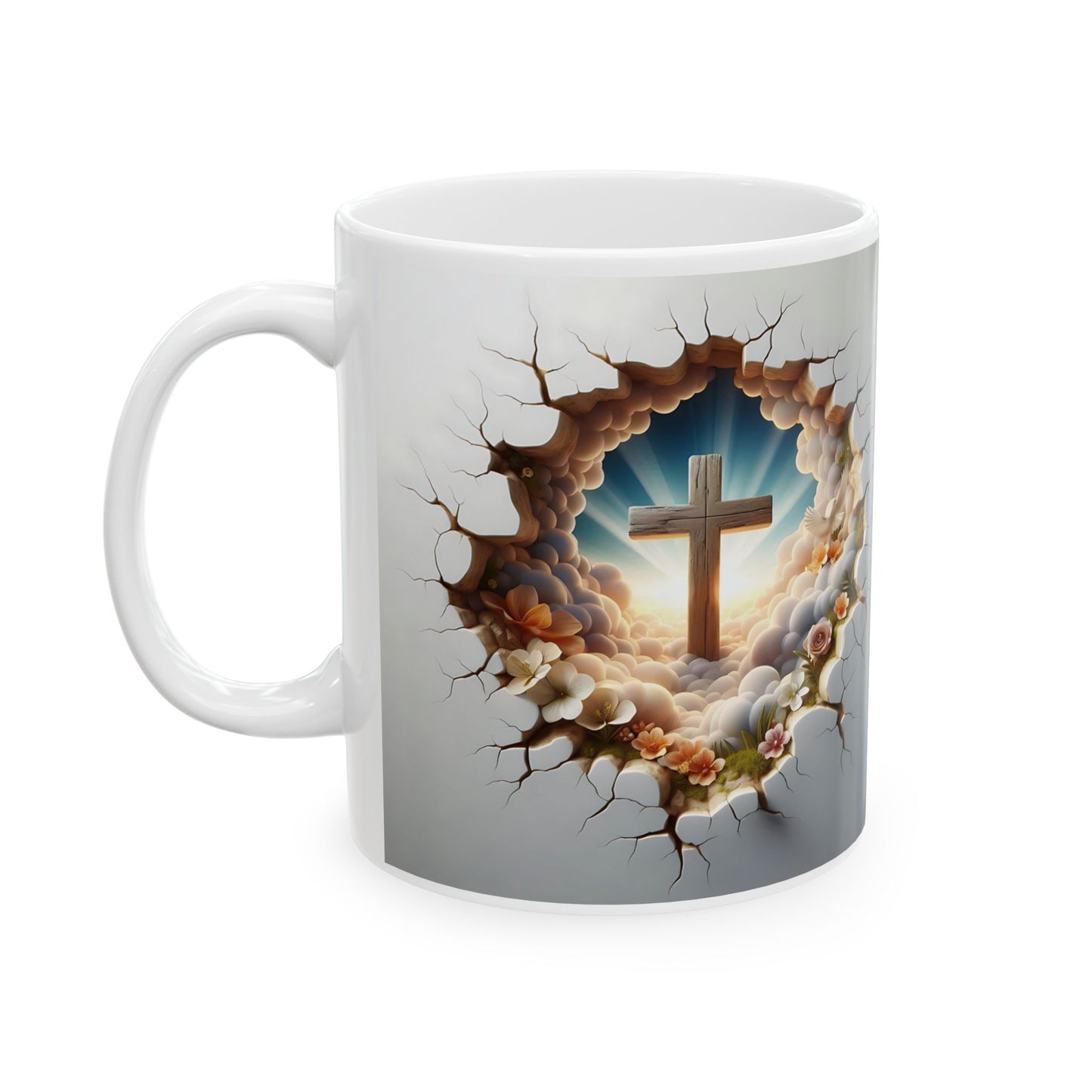 The Cross in Heavenly Clouds, Ceramic Mug, 11oz, 15oz