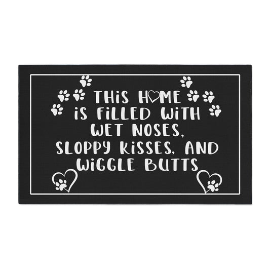 Welcoming Mat, Funny Quote 'This Home is Filled... Wiggle Butts' Black and White