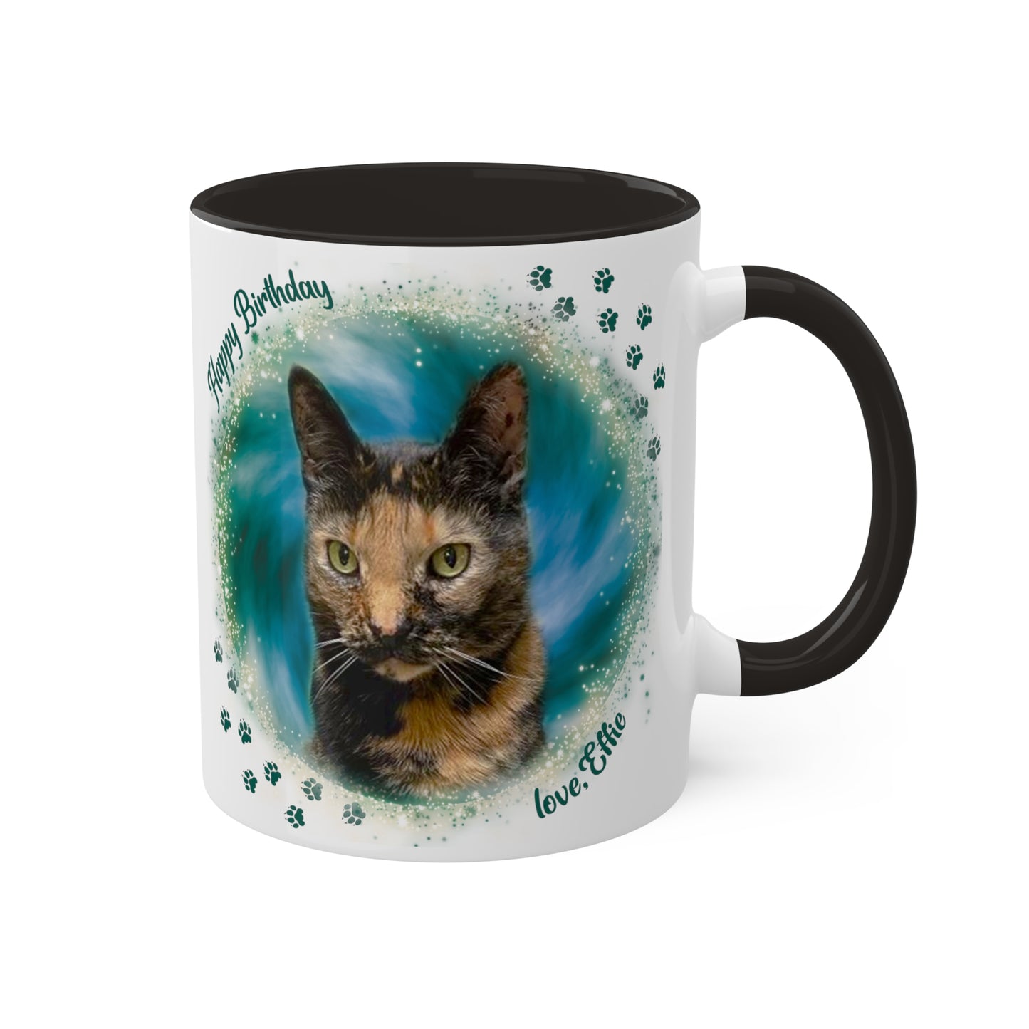 Emarald Green Teal Blue Tie Dye Pet Photo and Name Mug