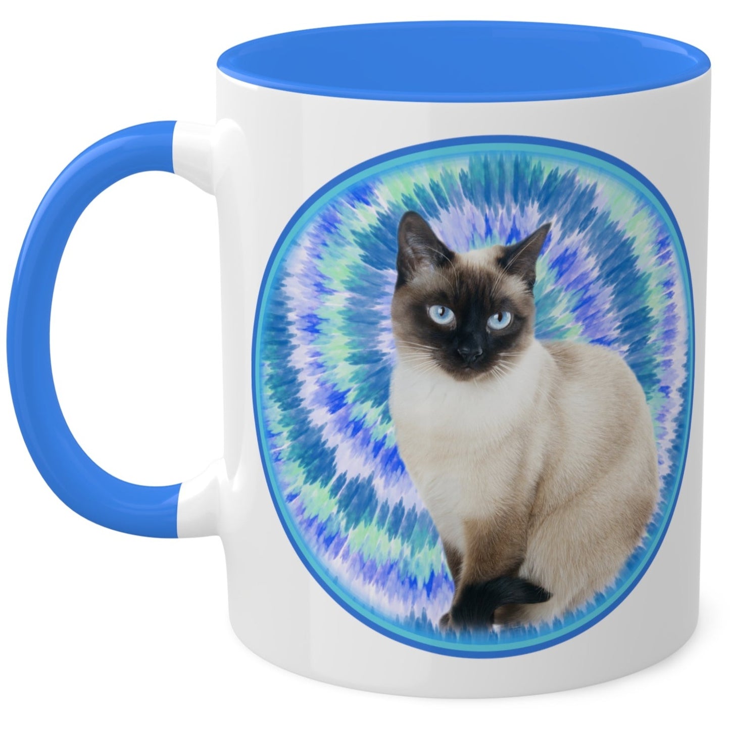 Customized Pet Photo Coffee Mug, Blue Swirl Tie Dye, 11oz