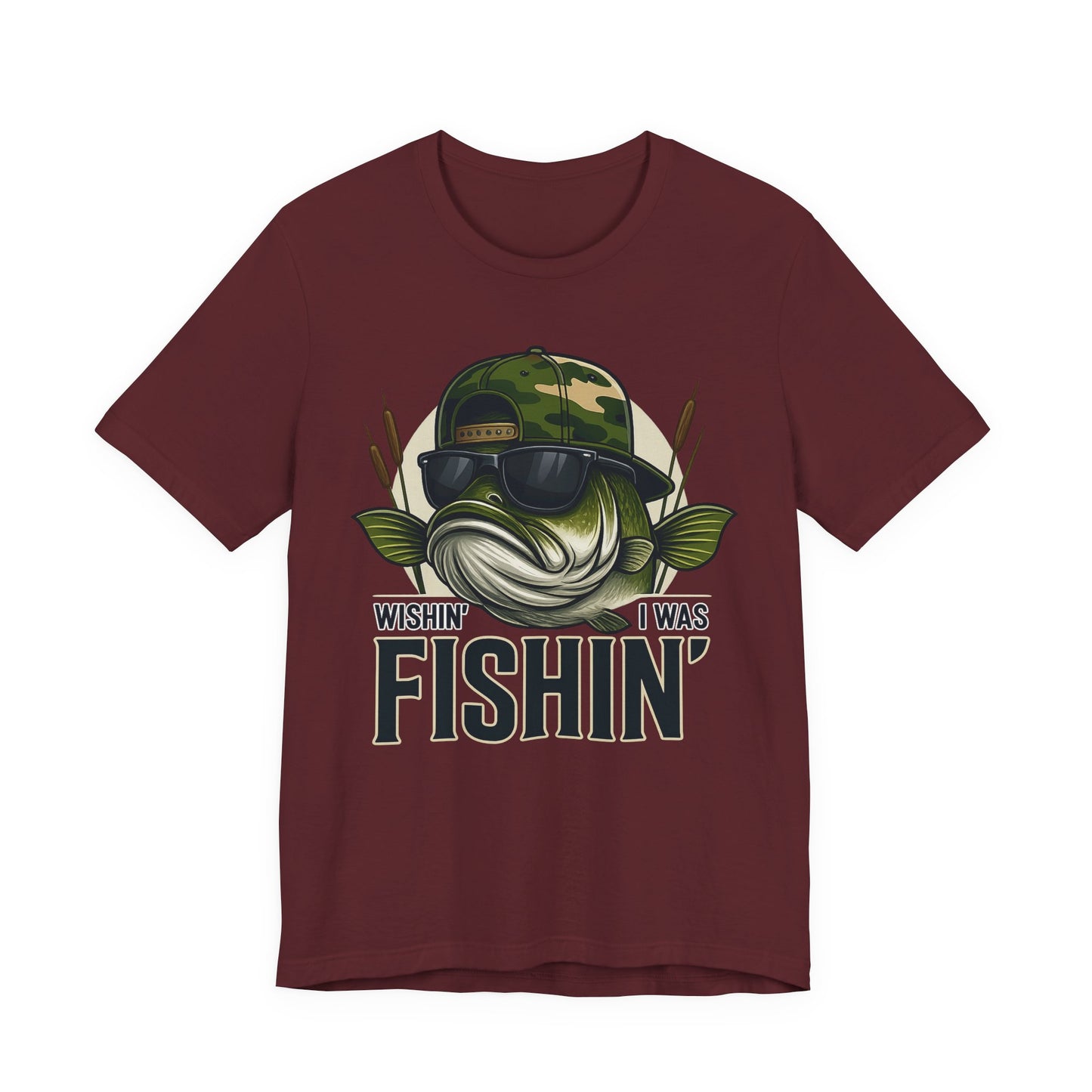 Wishin' I Was Fishin' T-Shirt — Funny Bass Fishing Tee for Anglers