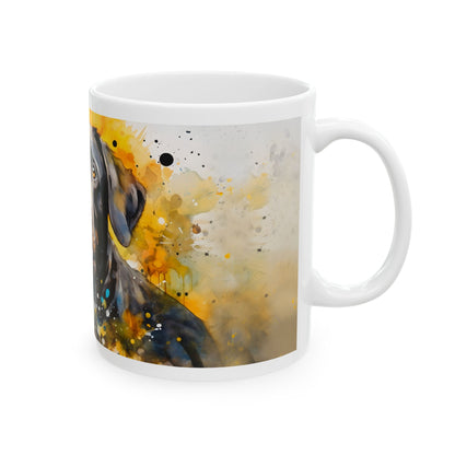 Black Labrador Ceramic Mug — Watercolor Labrador Coffee Cup (11oz & 15oz)