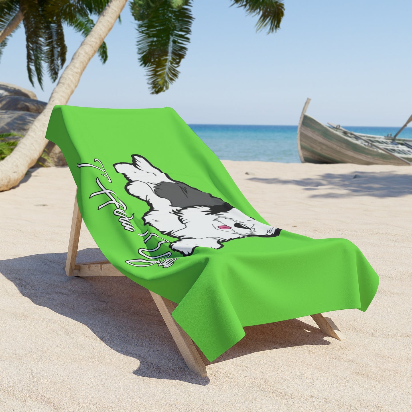 I Herd You, Old English Sheepdog Beach Towels