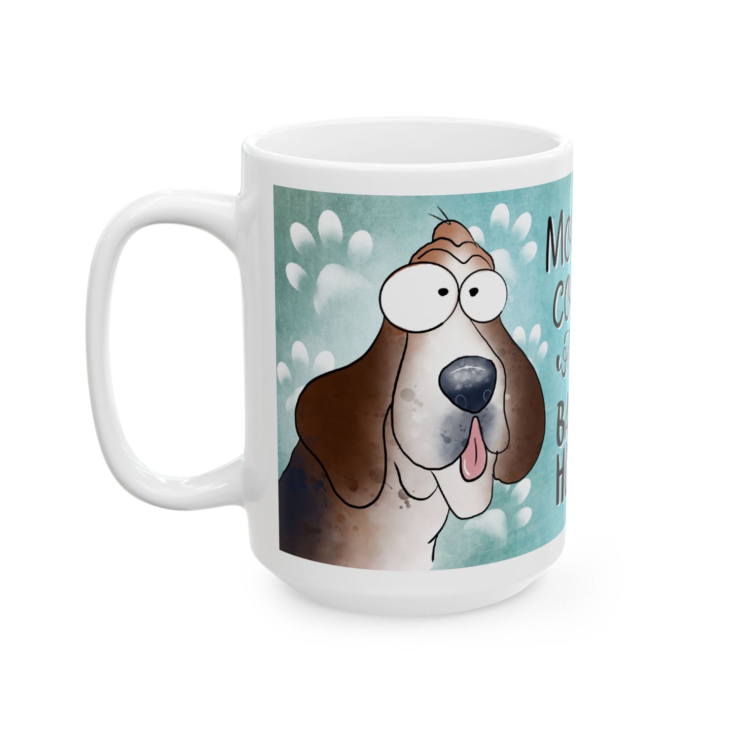 Basset Hound Ceramic Coffee Mug, 11 and 15oz