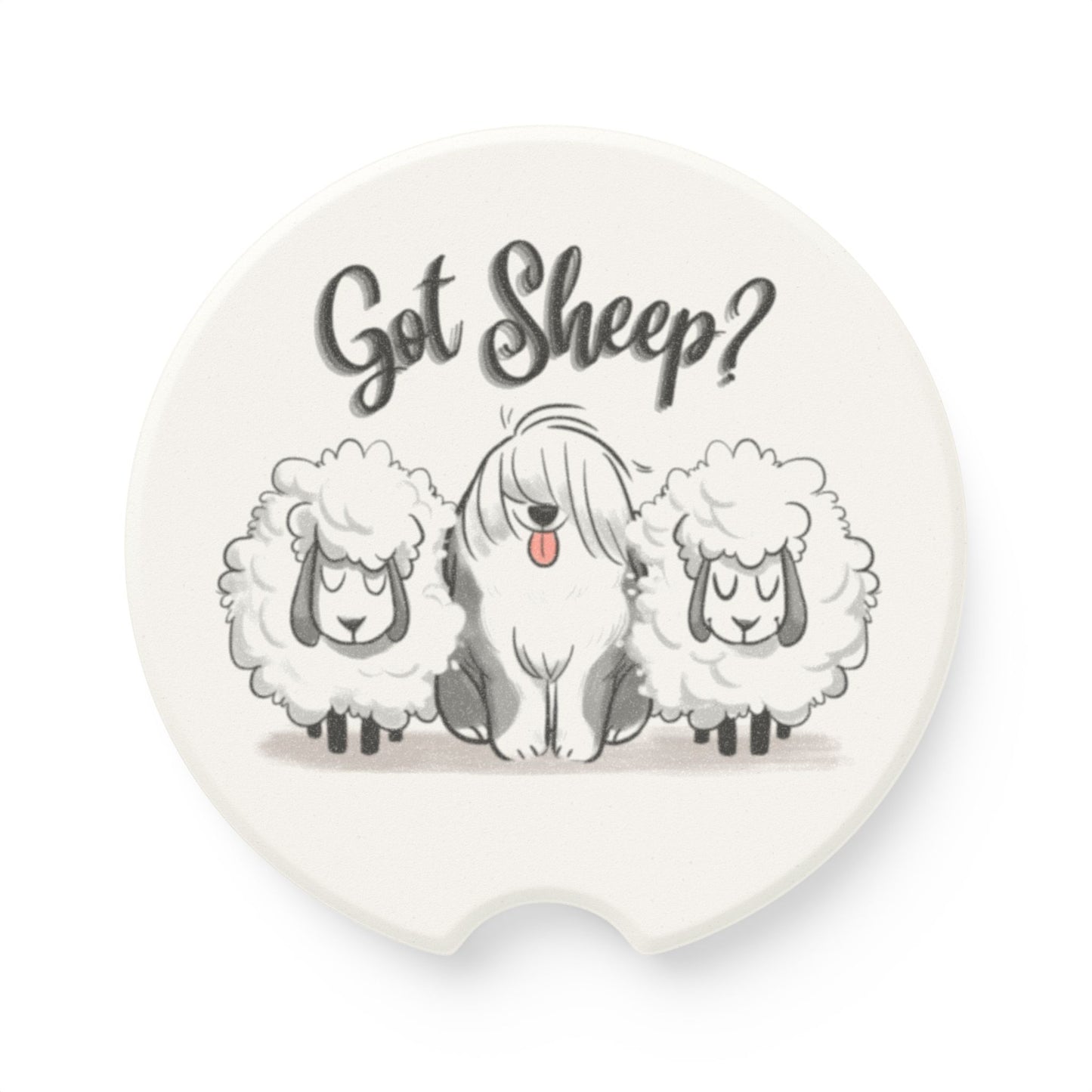 Got Sheep? Old English Sheepdog Soapstone Car Coaster