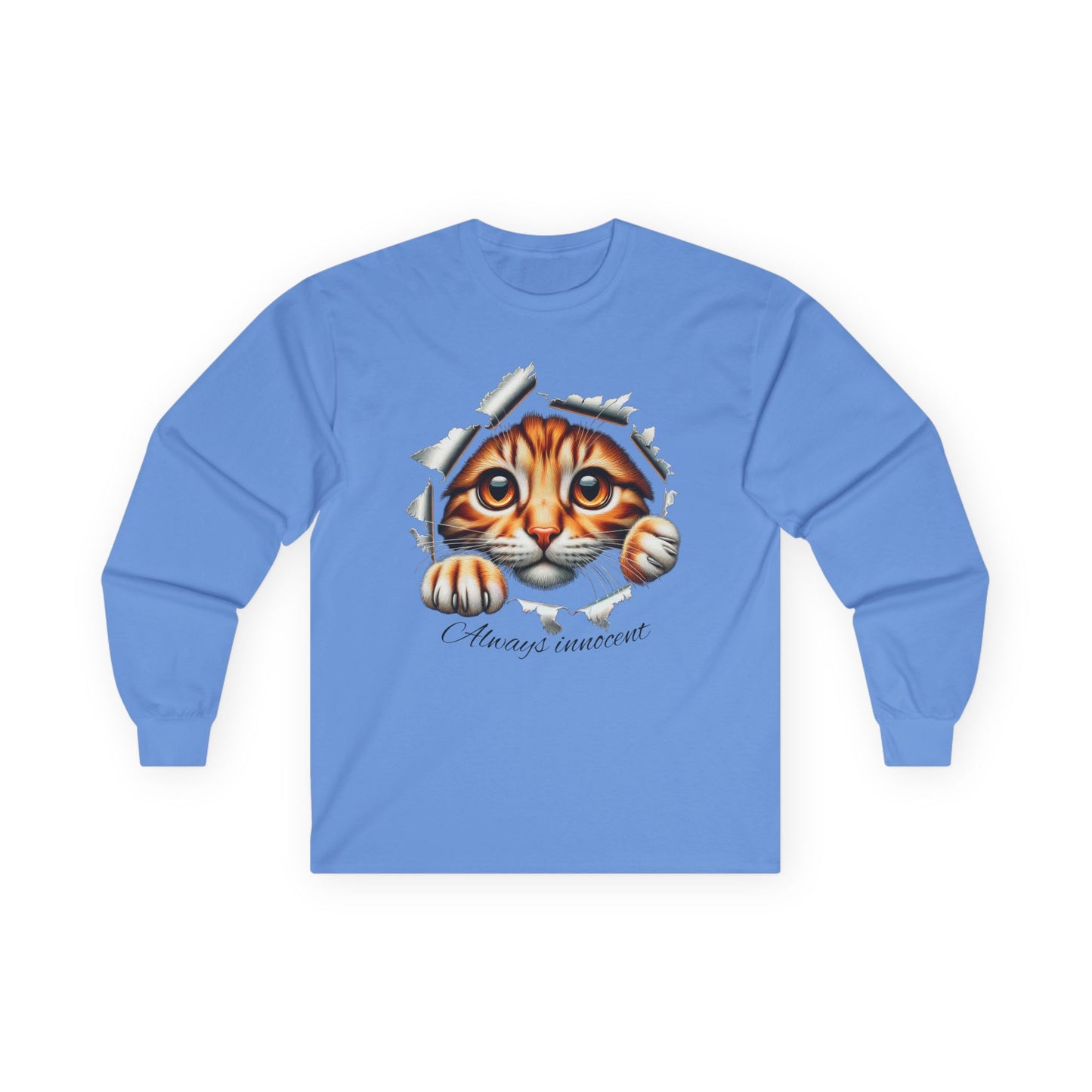 Peekaboo Kitten Long Sleeve Cotton Tee - "Always Innocent"