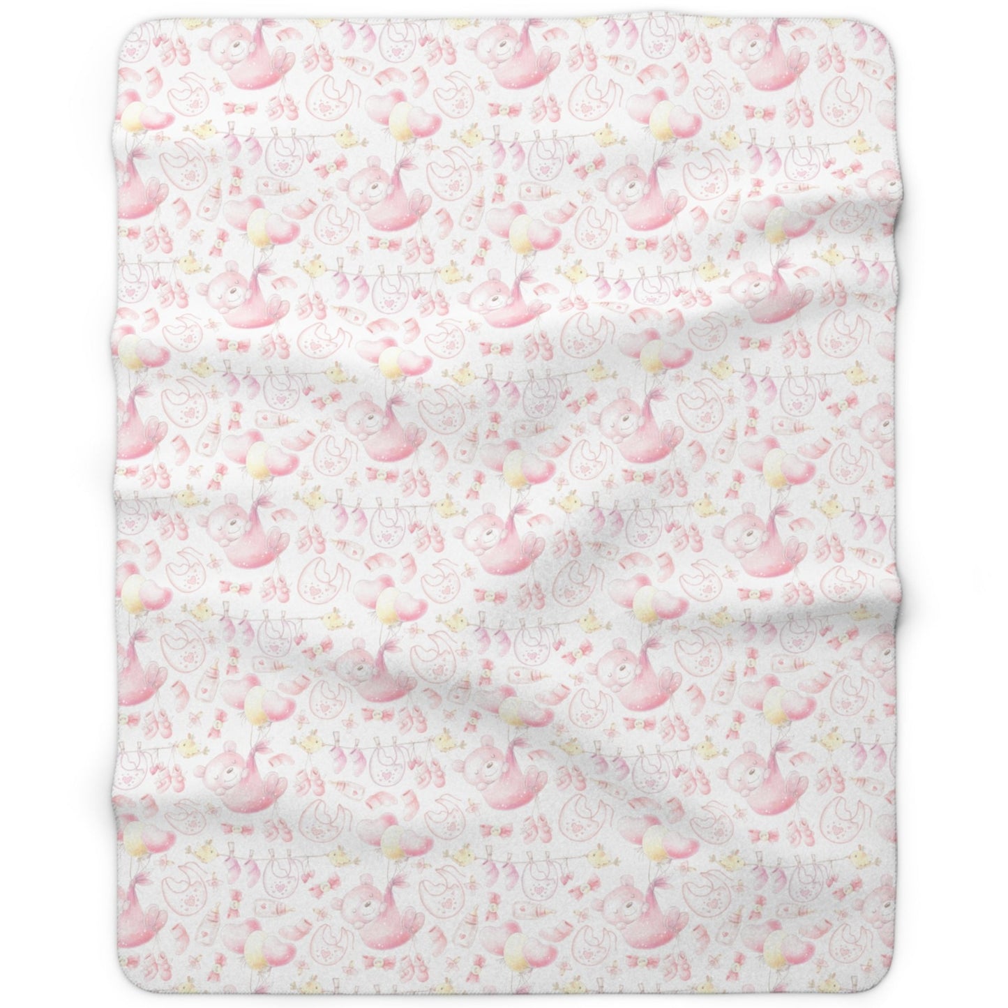 Child, Little Girls Pink Blanket with Bears and Balloon's, Pink