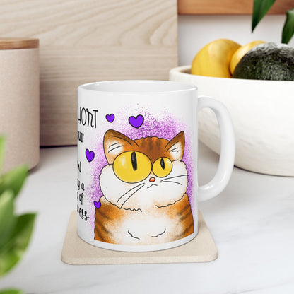 Cat Lovers Mug — “Life Is Short Hug Your Meow and Enjoy a Nice Cup of Happiness” Ceramic Coffee Cup