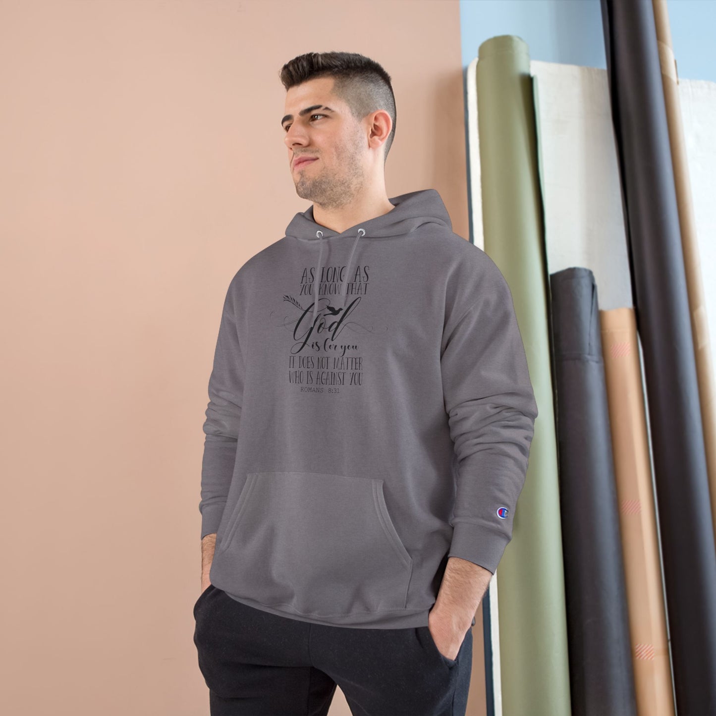 Faith Hoodie Roman 8:31, 'God is For You,' - Champion Pullover Hoodie
