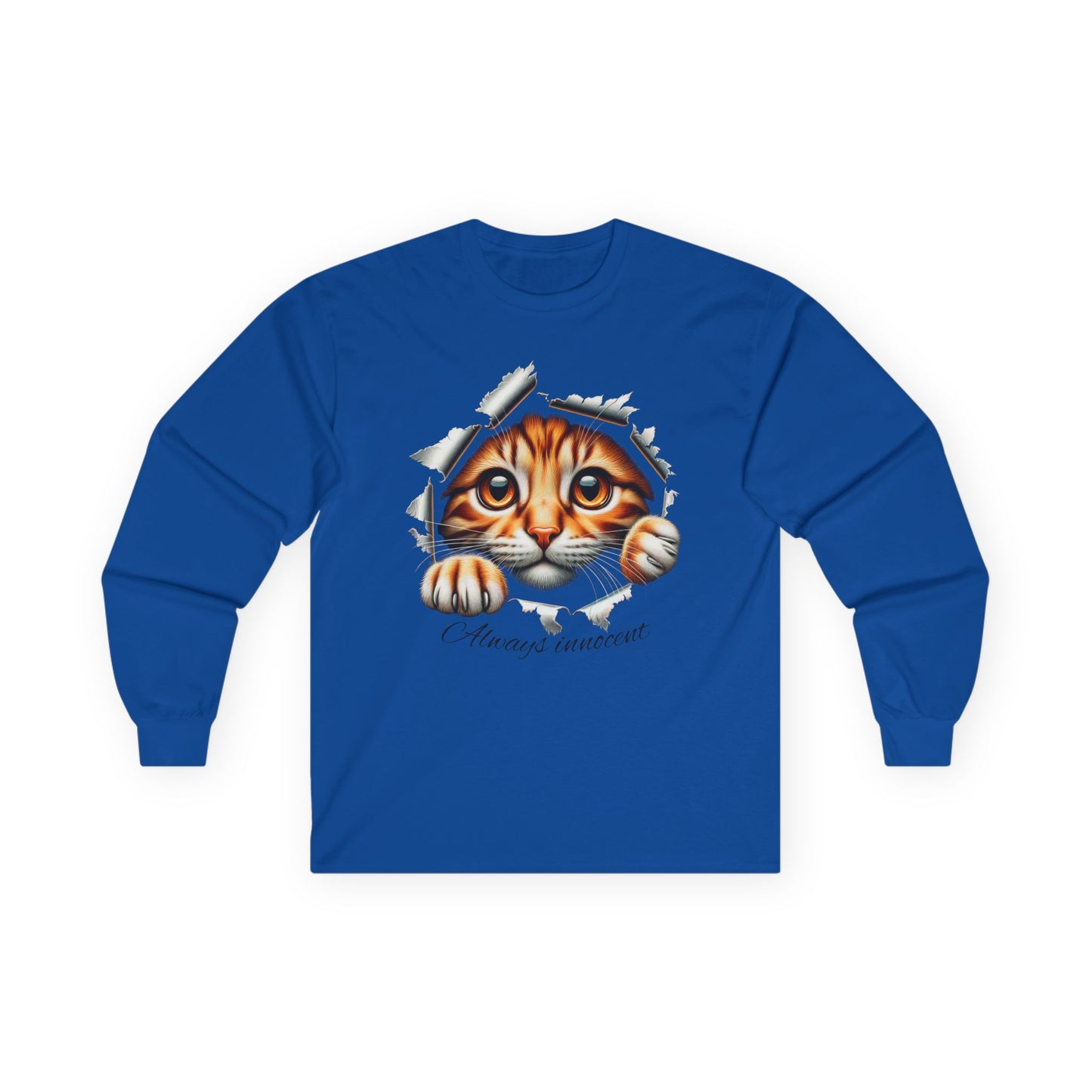 Peekaboo Kitten Long Sleeve Cotton Tee - "Always Innocent"