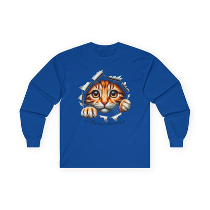 Peekaboo Kitten Long Sleeve Cotton Tee - "Always Innocent"