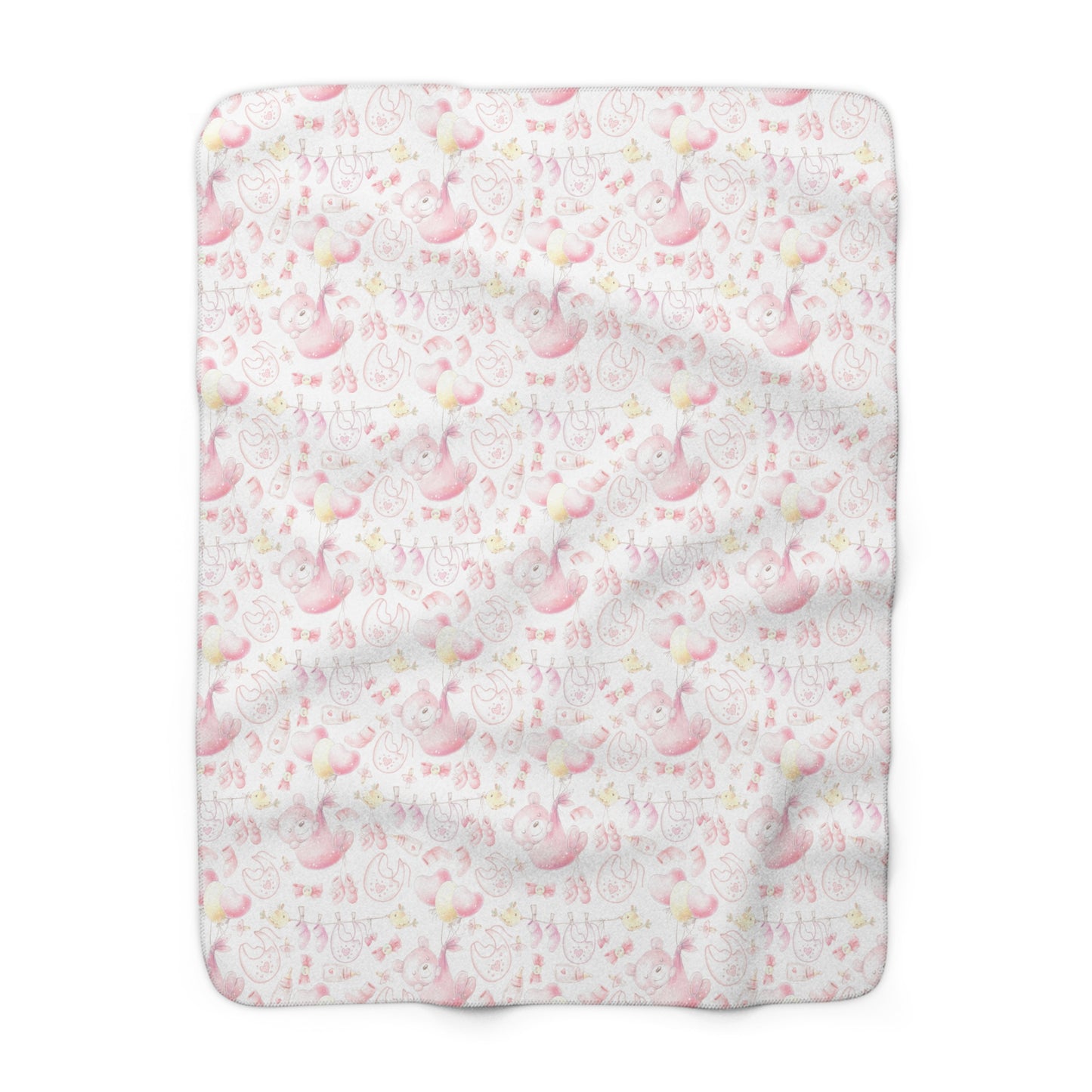 Child, Little Girls Pink Blanket with Bears and Balloon's, Pink