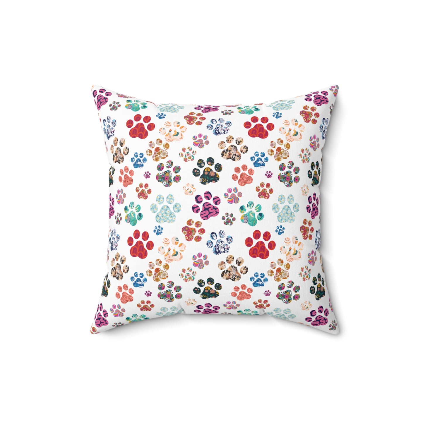 Paw Prints Accent Pillow in Colorful Boho Design