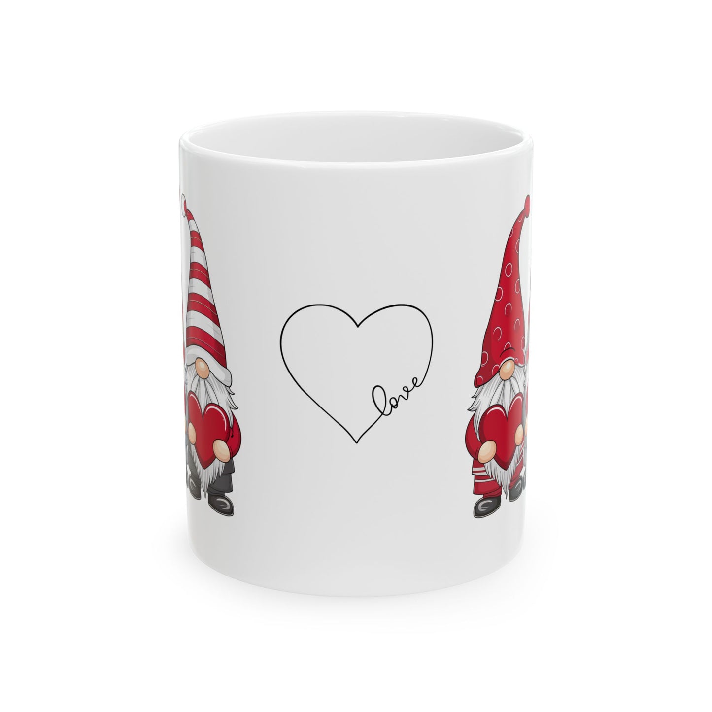 Valentine Gnome Ceramic Mug — 'Love' Heart Coffee Cup (11oz & 15oz)