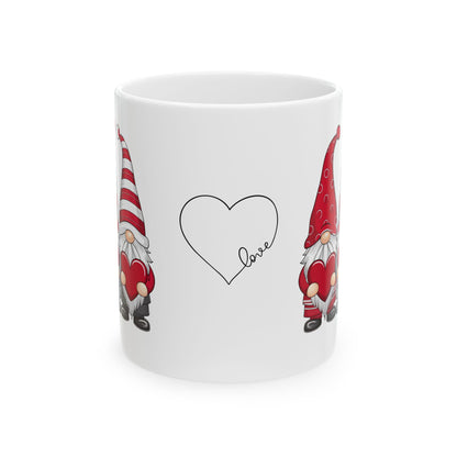 Valentine Gnome Ceramic Mug — 'Love' Heart Coffee Cup (11oz & 15oz)