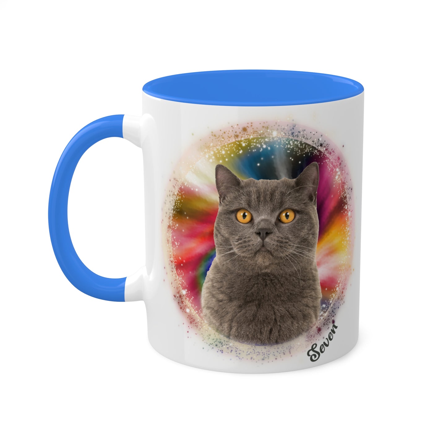 Rainbow Tie Dye, Custom Pet Photo and Name Coffee Mug, 11oz