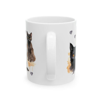 Cat Lover Coffee Mug - Black Cats Forever Ceramic Coffee Cup, 11oz & 15oz