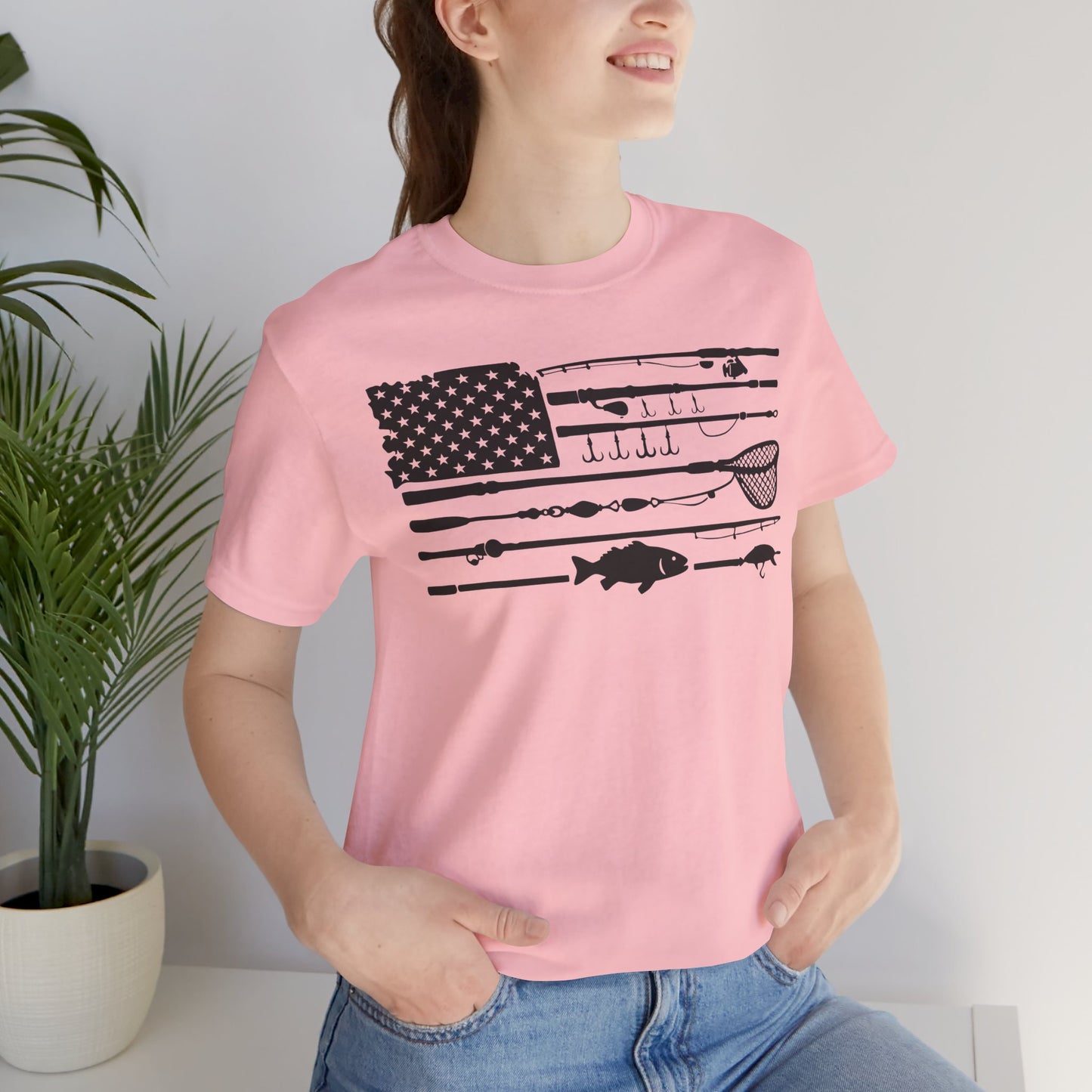 Fishing Gear American Flag T‑Shirt — Angler Rods & Lures Patriotic Tee