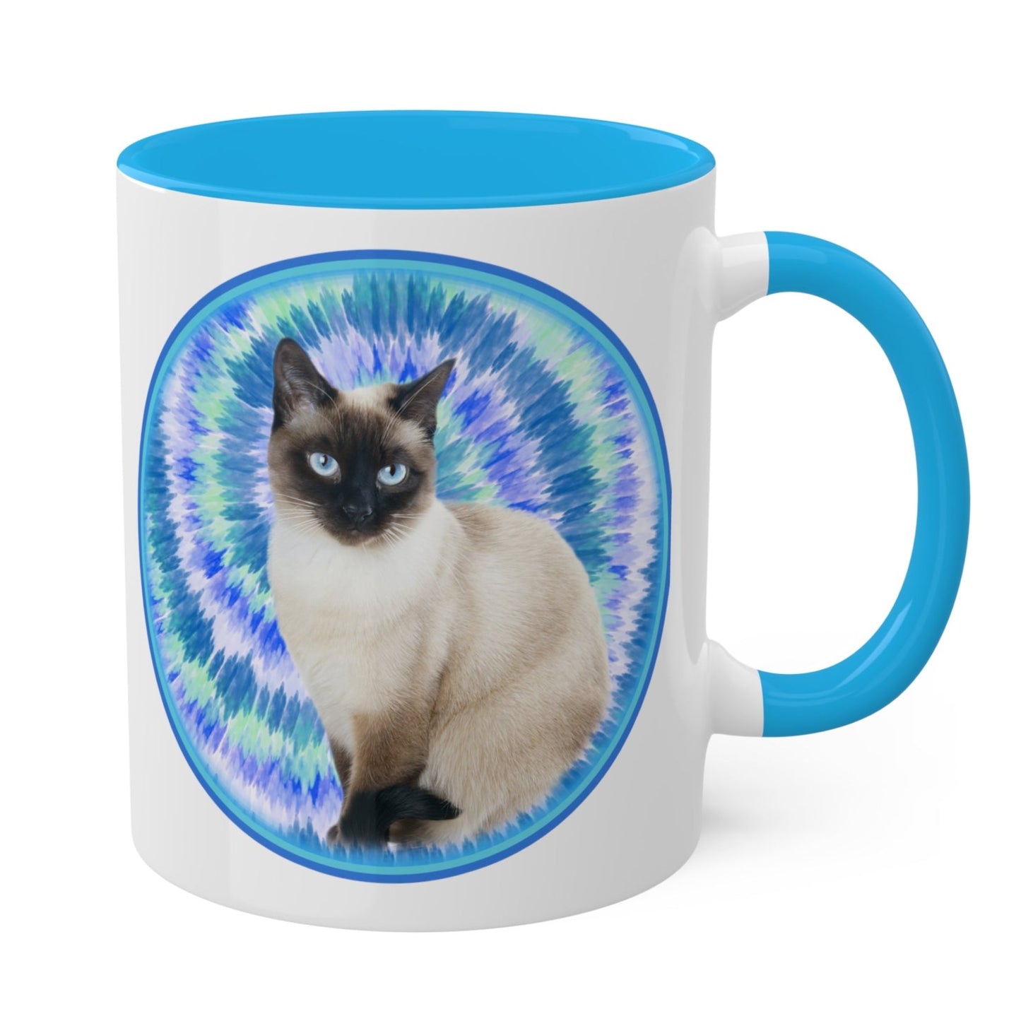 Customized Pet Photo Coffee Mug, Blue Swirl Tie Dye, 11oz