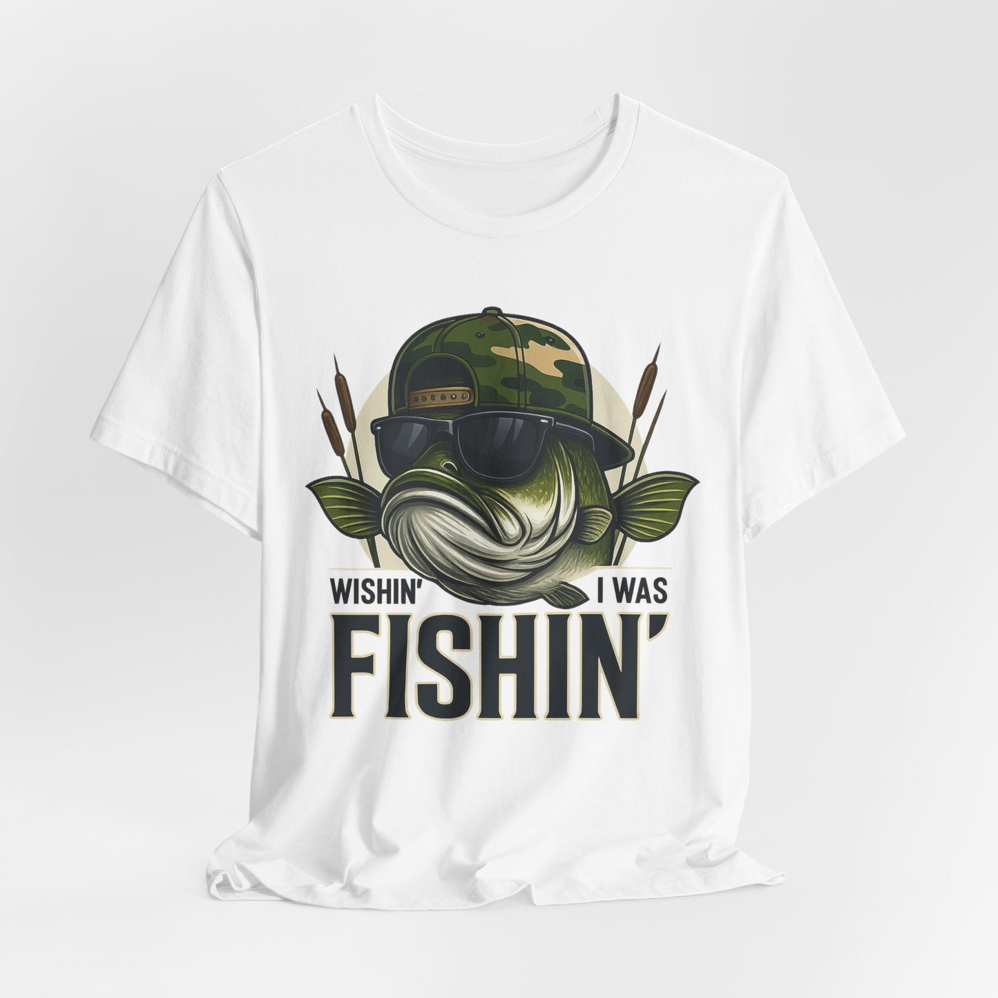 Wishin' I Was Fishin' T-Shirt — Funny Bass Fishing Tee for Anglers