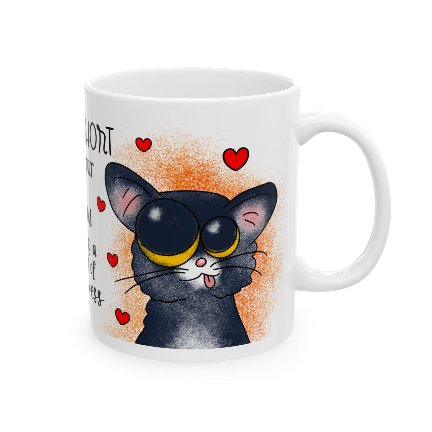 Cat Lover Mug — "Life Is Short, Hug Your Meow" Cute Cat Coffee Cup (11oz/15oz)