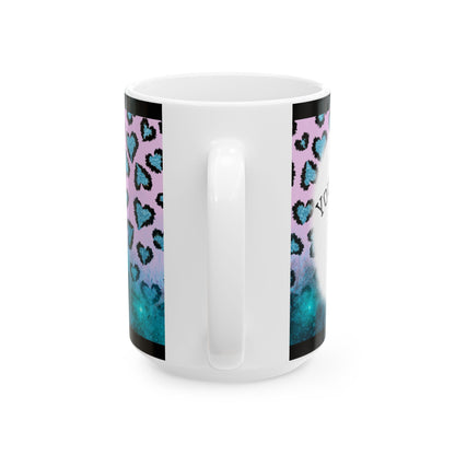 Personalized Heart Leopard Ceramic Mug — Custom Photo Coffee Cup (11oz/15oz)