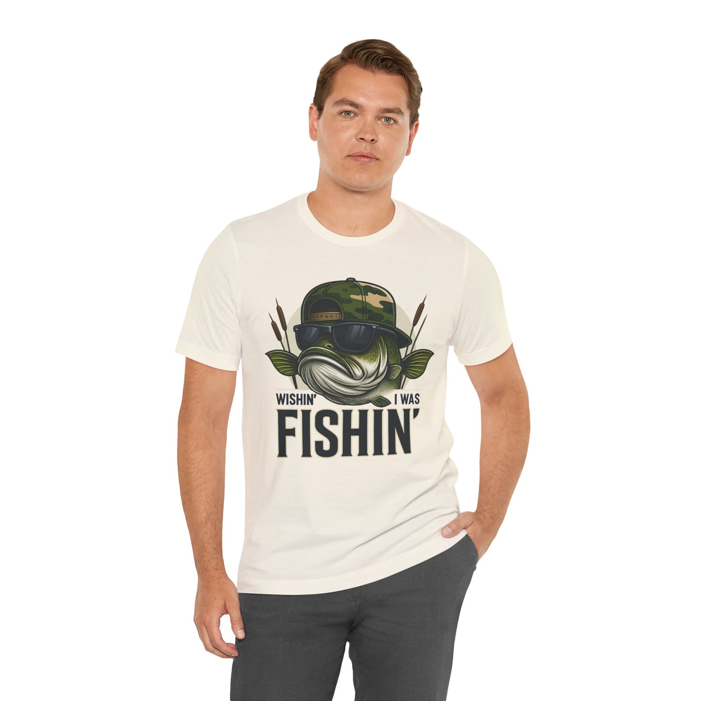 Wishin' I Was Fishin' T-Shirt — Funny Bass Fishing Tee for Anglers