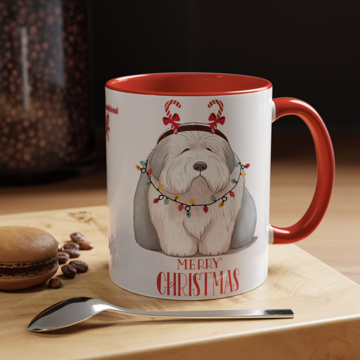 Unconditional Love Old English Sheepdog Christmas Ceramic Coffee Mug - 11 oz