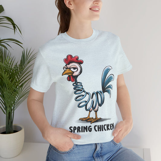 Spring Chicken T‑Shirt — Funny Cartoon Rooster Tee