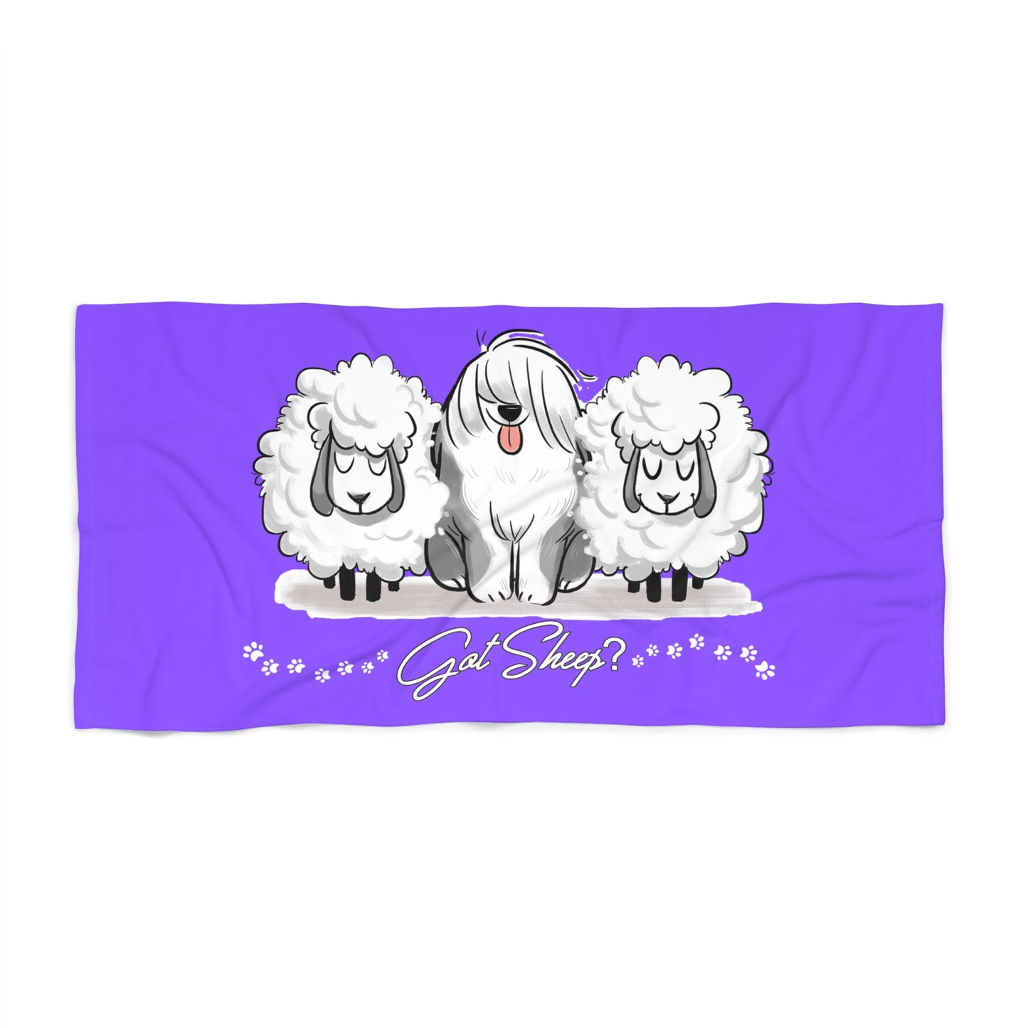 Got Sheep, Old English Sheepdog Beach Towels