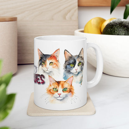 Cat Rescue Coffee Mug — "Love My Rescues" Ceramic Coffee Mug (11oz & 15oz)