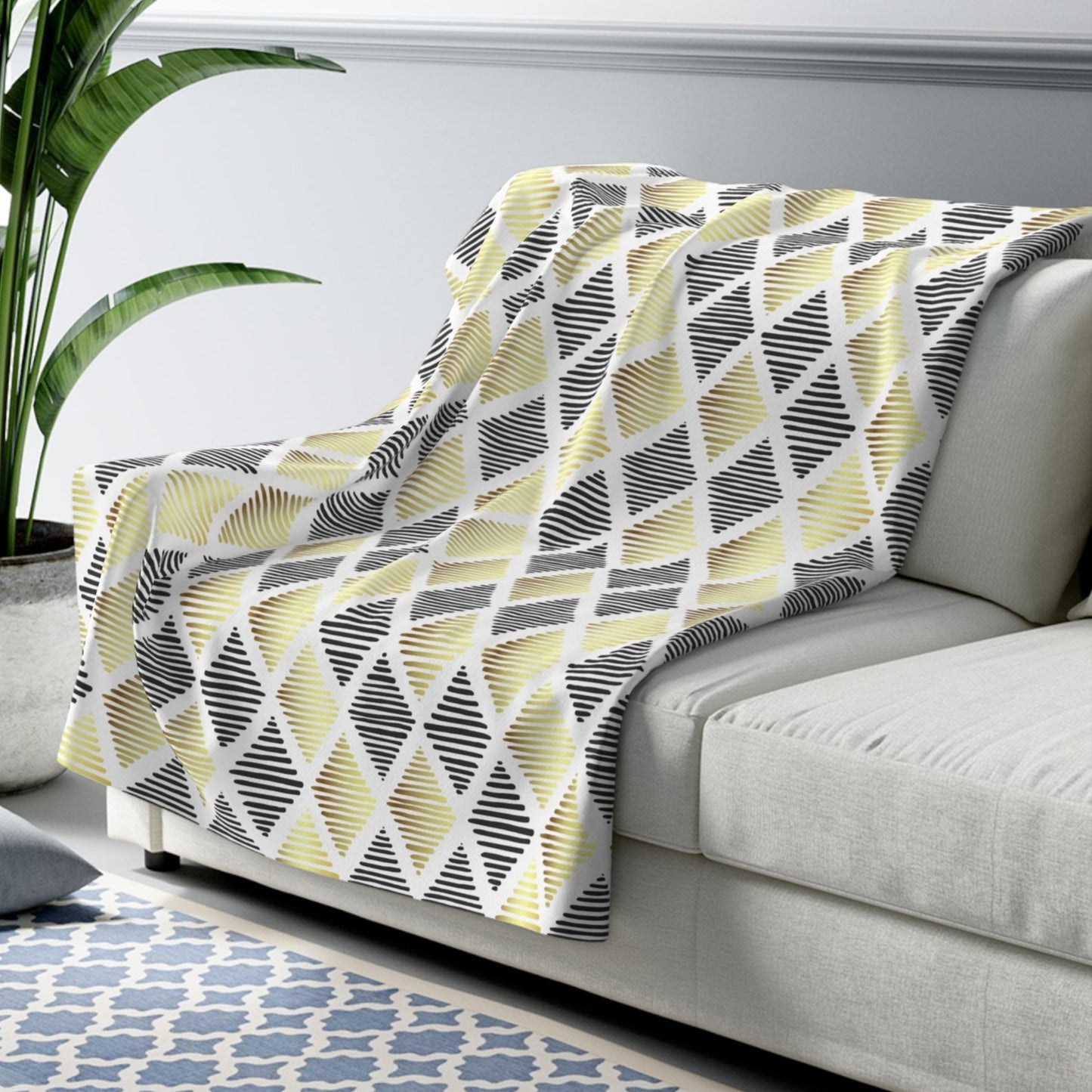 Geometric Design with Black, White, Gold