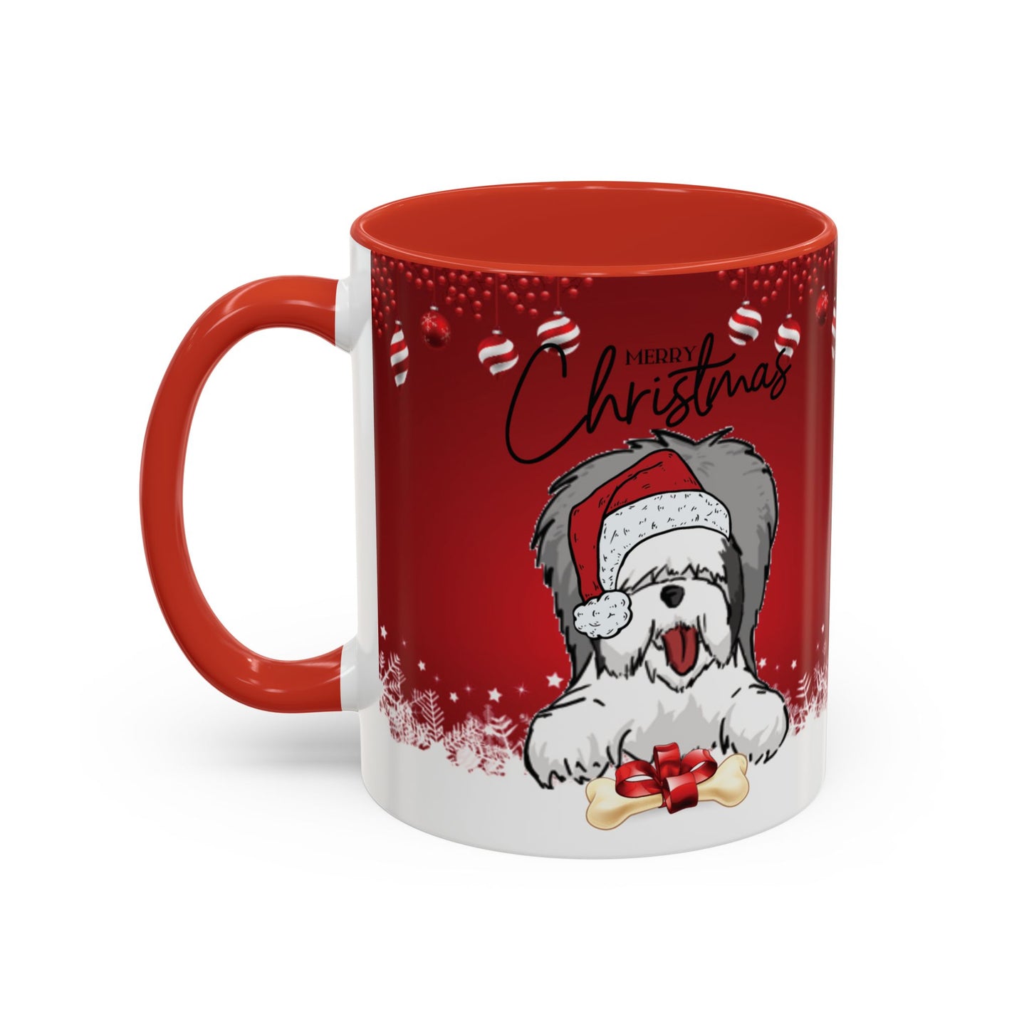 Merry Christmas Old English Sheepdog, 11oz Ceramic Coffee Mug